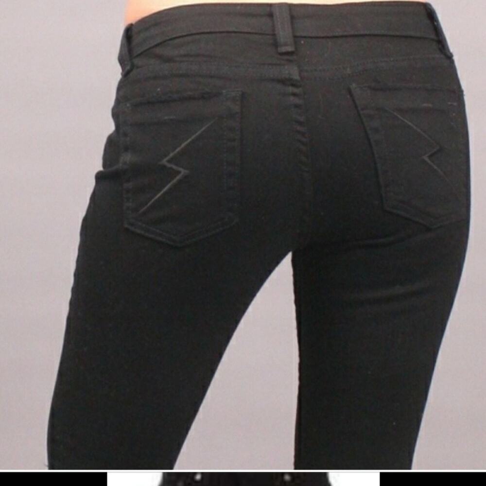 Jet by John Eshaya Black Lightening Bolt Pocket Flare Ankle Classic Denim Jean 4